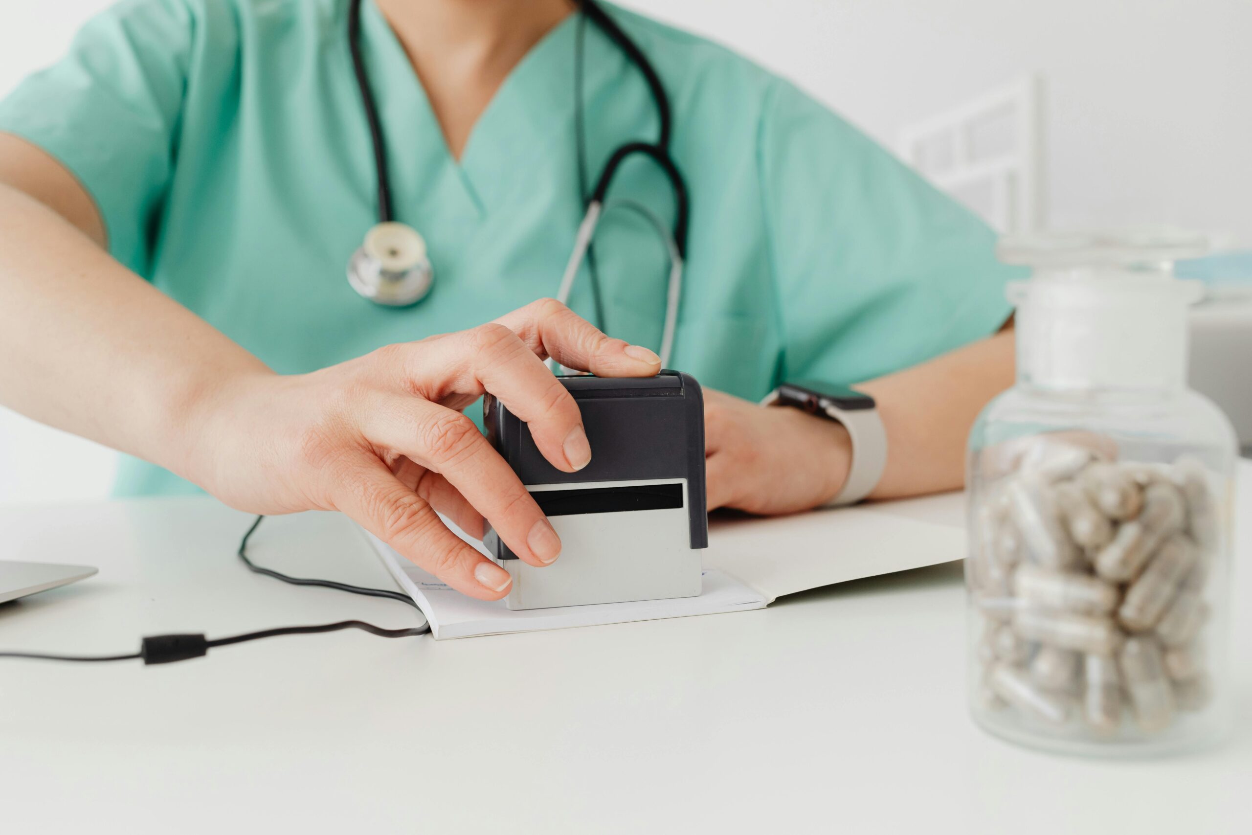 GP preparing medical documentation